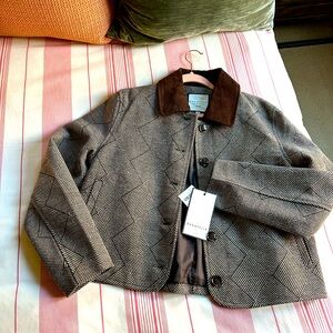 NWT Bagatelle Women’s Large Brown Tweed Corduroy Collar Field Jacket